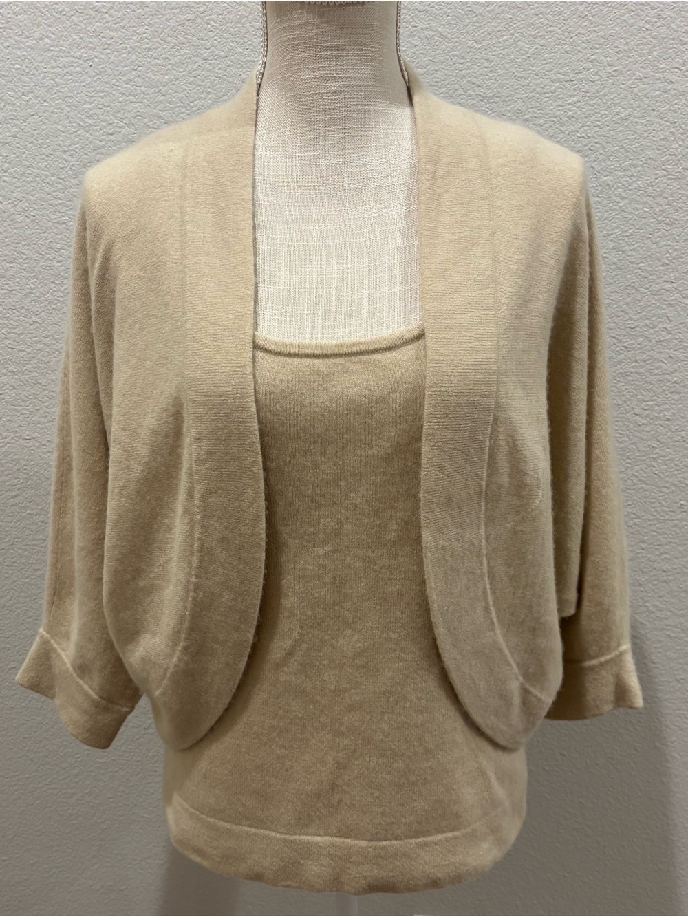 Cashmere! 2 pieces of “LOFT” .Beige Women’s Sweater Set - Tank and Open Cardigan
